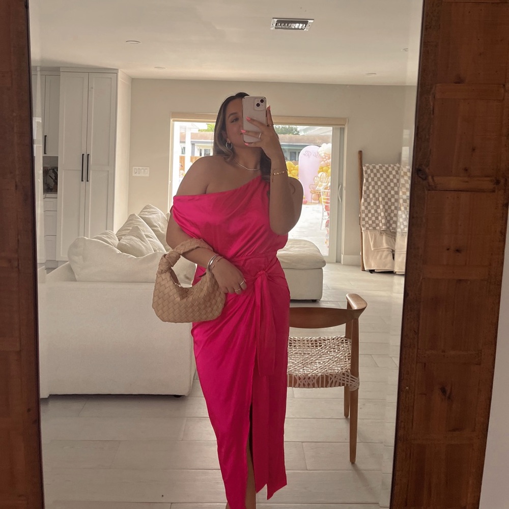 Vibrant Pink Off-Shoulder Dress